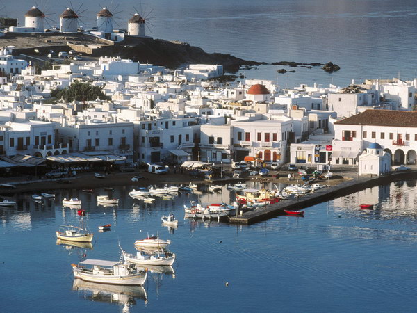 Mykonos Harbor, Cyclades,Yunanistan