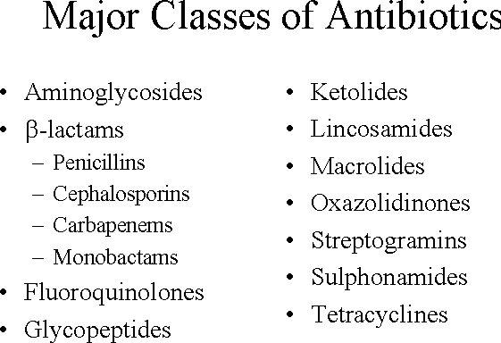 major classes of antibiotics
