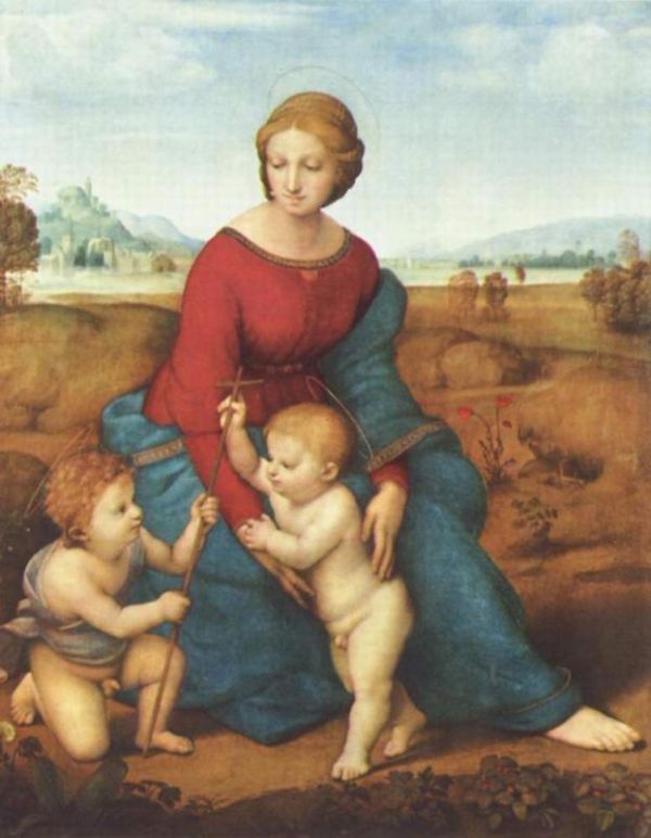 Madonna yaşıllıqda.  Мария с младенцем и Иоанном Крестителем