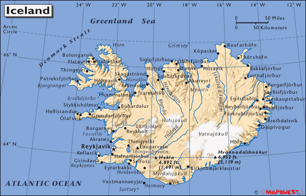 İslandiya (İceland map)